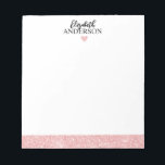 Bloc-note Parties scintillant rose élégante personnalisée<br><div class="desc">Ce bloc-notes personnalisé en parties scintillant rose girly a votre nom en texte noir avec un coeur et une bordure de parties scintillant rose. Customisez le bloc-notes avec le nom de votre choix pour que quelqu'un se sente spécial. Fait un cadeau amusant pour les anniversaires ou pour Noël, et parfait...</div>