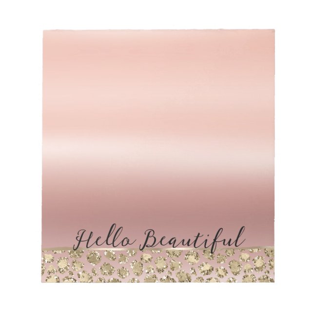 Bloc-note Parties scintillant rose or glam Leopard (Devant)