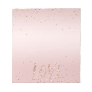 Bloc-note Parties scintillant rose vif Love Gold Confetti   