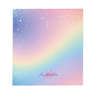 Bloc-note Parties scintillant Unicorne arc-en-ciel