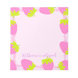 Bloc-note Pastel aux fraises rose