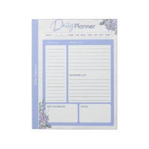 Bloc-note Pastel Blue Floral Daily Planner