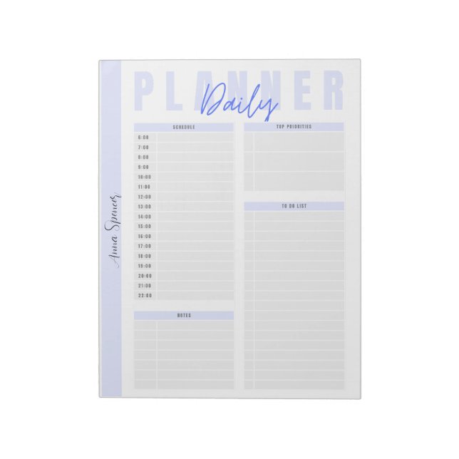 Bloc-note Pastel Daily Planner - Nom personnalisable (Tourné)