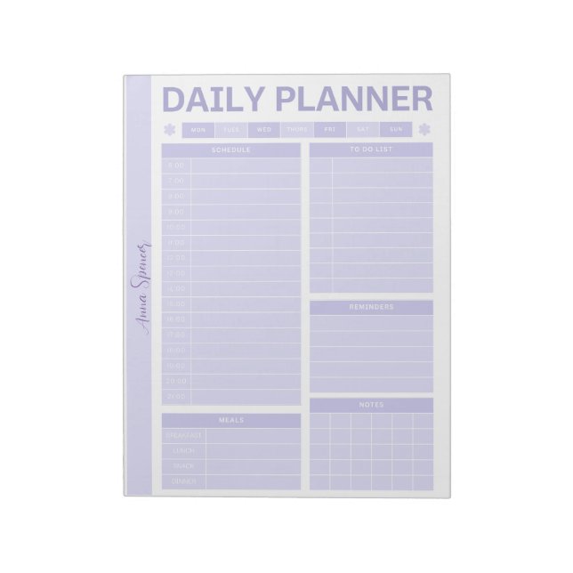 Bloc-note Pastel Daily Planner - Nom personnalisable (Tourné)