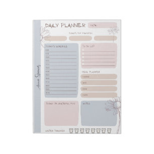 Bloc-note Pastel Daily Planner - Nom personnalisable