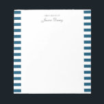 Bloc-note Pastel Elegant Classic Script Great Ideas Homme<br><div class="desc">Bloc-notes esthétique classique élégant et personnalisé pour lui ou elle. Avec un dicton "De grandes idées de". Classicnavy bleu rayures motif sur un bloc-notes blanc et tendance utile.</div>