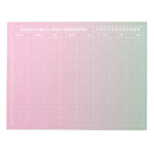 Bloc-note Pastel Green Pink GRID Planificateur hebdomadaire