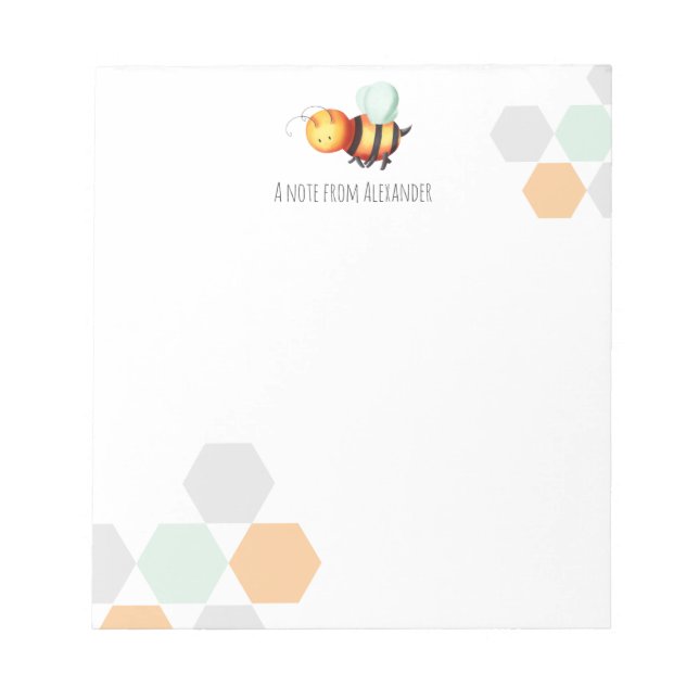 Bloc-note Pastel Hexagons et Miel Bee Personnalisé (Devant)