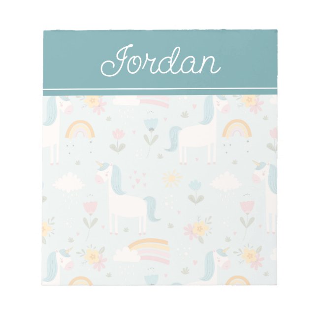 Bloc-note Pastel mignon Rainbow Unicorn Motif (Devant)