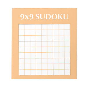Bloc-note Pastel Orange 9 par 9 Modèle Sudoku