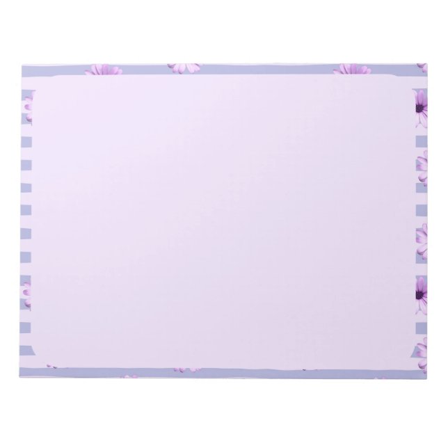 Bloc-note Pastel rayures motif avec marguerites (Devant)