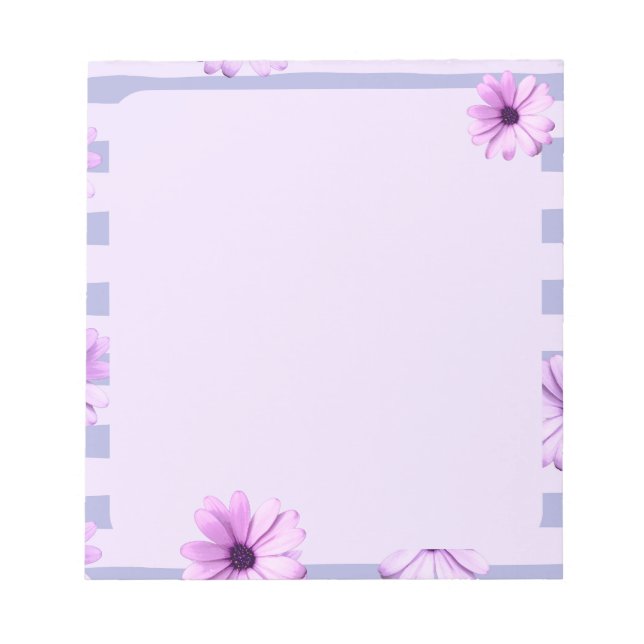 Bloc-note Pastel rayures motif avec marguerites (Devant)