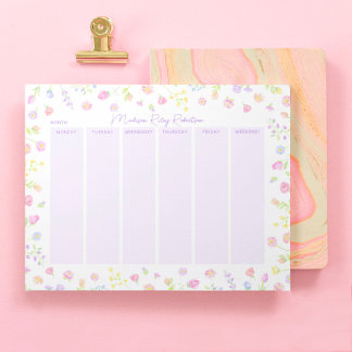 Bloc-note Pastel Wildflower Weekly Planner Notepad in Purple