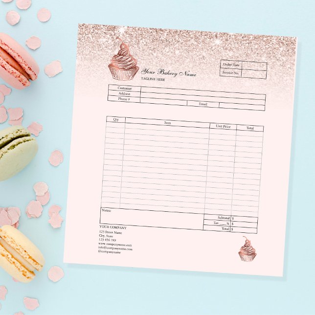 Bloc-note Pastry Cupcake Bakery Order Form Invoice  Notepad (Créateur téléchargé)