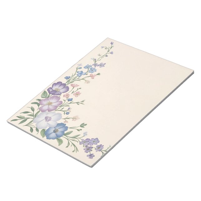 Bloc-note Pâte violet, blanc & bleu Botanique Flore Imprimer (Incliné)
