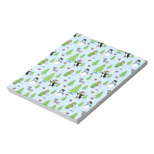 Bloc-note Patinage de pingouin de Noël et pêcheur d'ours (Tourné)