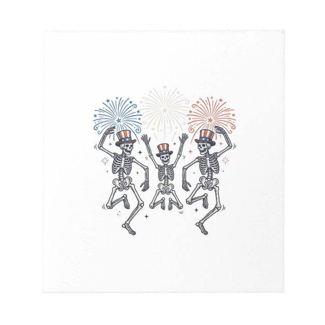 Bloc-note Patriotic Dancing Skeleton Fireworks Vintage Shirt (Devant)