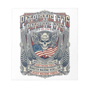 Bloc-note Patriotique 1776 Hors Route Crâne Monster Truck Lo
