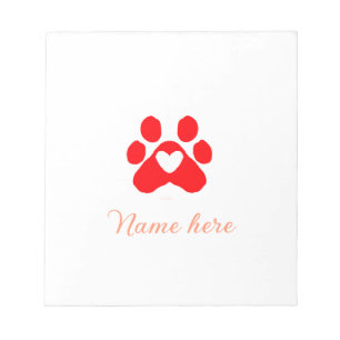 Bloc-note Patte de chien cœur rouge animal familier ajouter