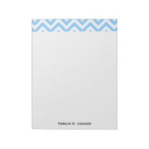 Bloc-note Patters de Sky Blue et White Large Chevron Zig Zag