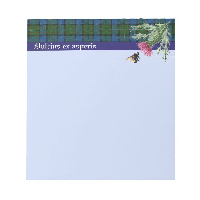 Bloc-note pavé de notes avec Ferguson Clan Motto. Abeille et (Devant)