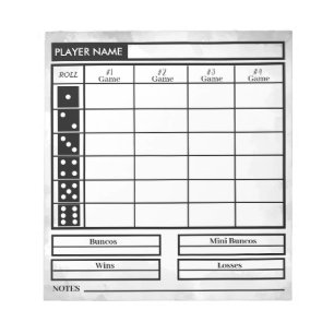 Bloc-note pavé de score bunco