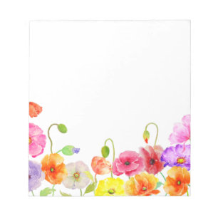 Bloc-note Pavots fleurs aquarelle colorés