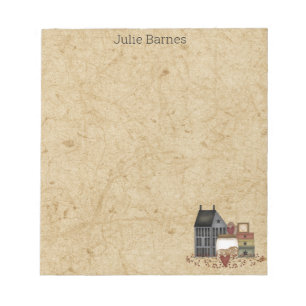 Bloc-note Pays Primitive Folk Art Blue Saltbox Accueil