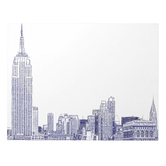 Bloc-note Paysage de NYC Gravé 01 Bleu (Devant)