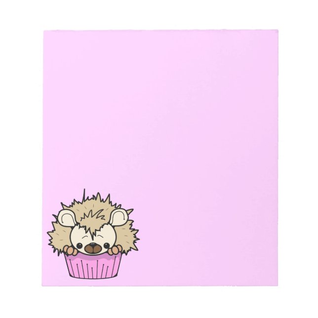 BLOC-NOTE PCH MIGNON DESSIN ANIMÉ PASTEL ROSE HÉRISSON CUPCA (Devant)