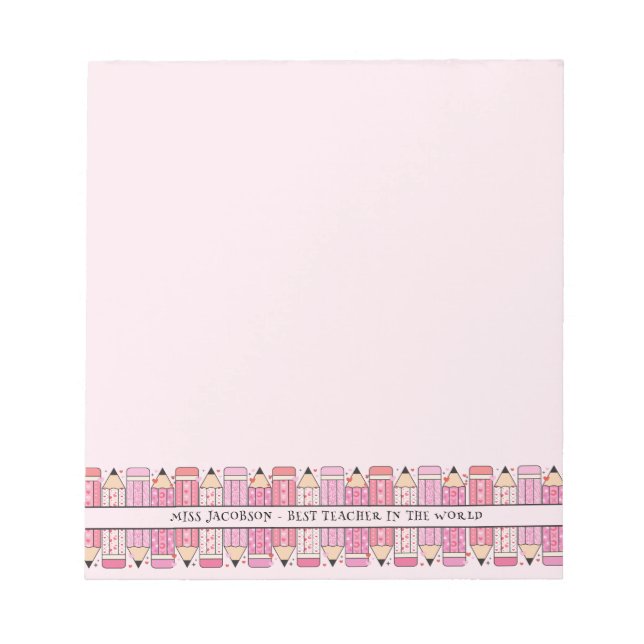 Bloc-note Pcrayons rose Texte personnalisé Professeur Pink B (Devant)