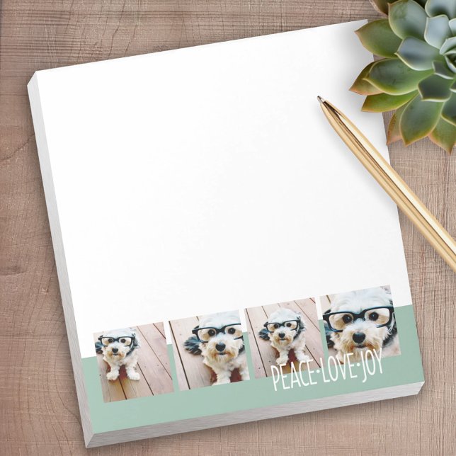 Bloc-note Peace Love Joy Photo Collage de voeux de vacances (Personalized notepad - great for a gift or your home office)