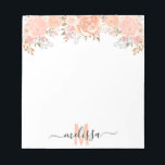 Bloc-note Peach Aquarelle Florale Monogramme<br><div class="desc">Cette conception peut être personnalisée dans la zone fournie en modifiant la photo et/ou le texte. Vous pouvez également le customiser en cliquant sur Personnaliser ce Modèle, puis en choisissant l'option cliquer pour customiser et supprimer ou modifier la couleur de l'arrière - plan, ajouter du texte, modifier la couleur ou...</div>
