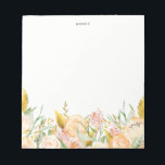 Bloc-note Peach Watercolor Flowers with Gold Foil Foliage<br><div class="desc">Add brightness and sparkle to your office with this floral notepad. It features watercolor peach flowers with faux gold foil leaves.</div>