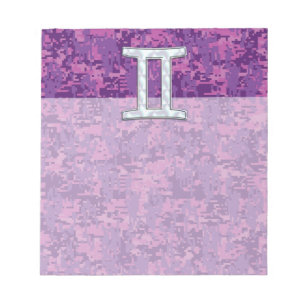 Bloc-note Pearl Like Gemini Zodiac Sign on Digital Camo