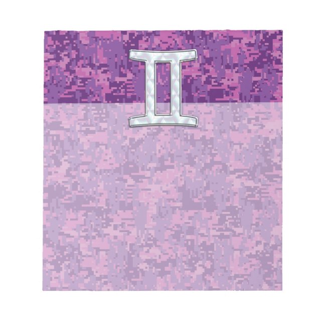 Bloc-note Pearl Like Gemini Zodiac Sign on Digital Camo (Devant)