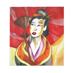 Bloc-note Peinture à l'aquarelle d'art original de geisha ja