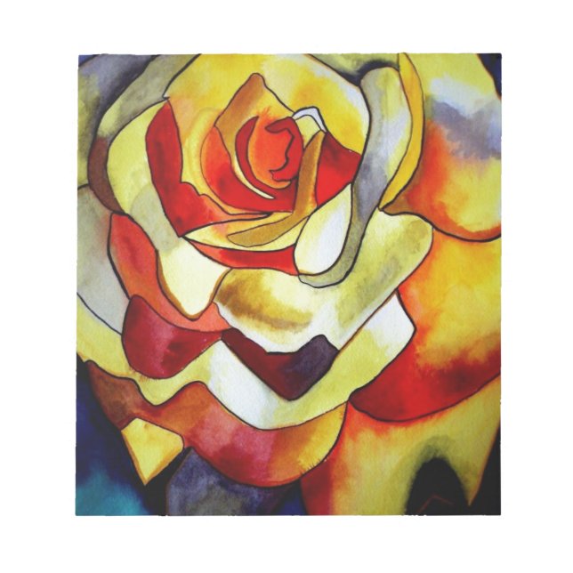 Bloc-note peinture à l'aquarelle de fleur Jaune (Devant)