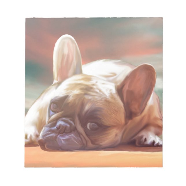 Bloc-note Peinture à l'aquarelle de joli Bouledogue Français (Devant)
