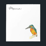 Bloc-note Peinture à l'aquarelle Kingfisher Bird<br><div class="desc">C'est un tableau aquarelle d'un oiseau de martin-pêcheur. Il est assis au bord d'une branche. L'oiseau a des couleurs vives. Orange et jaune sur son ventre et vert sur sa tête et ses ailes. Il regarde de côté.</div>