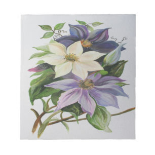 Bloc-note Peinture acrylique de la vigne Lilac Clematis