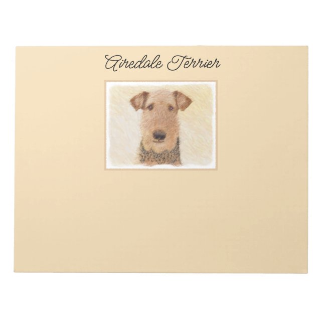 Bloc-note Peinture Airedale Terrier - Cute Original Art (Devant)