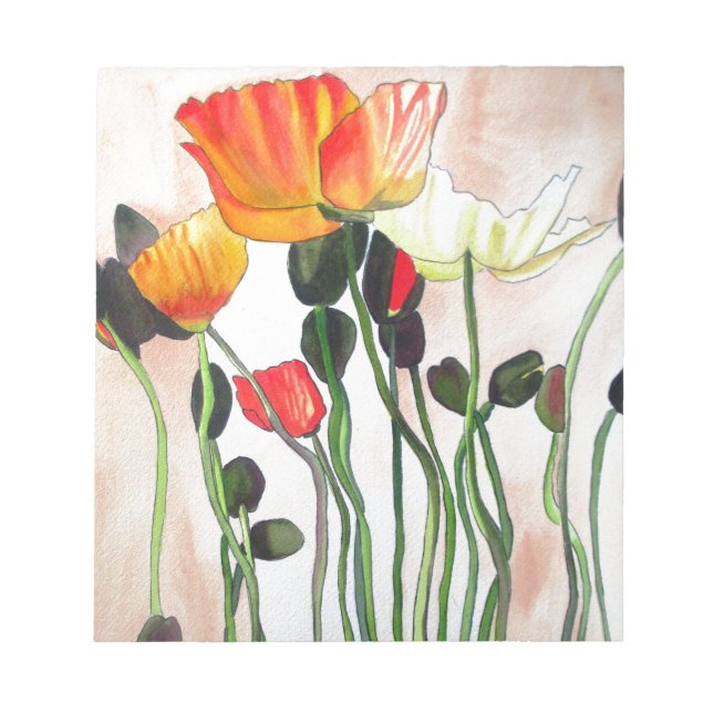 Bloc-note Peinture aquarelle de fleurs de pavot orange (Devant)