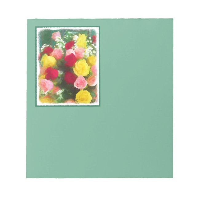 Bloc-note Peinture Bouquet Rose - Jolie Art Fleur Originale (Devant)