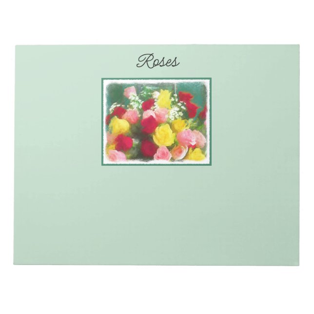 Bloc-note Peinture Bouquet Rose - Jolie Art Fleur Originale (Devant)