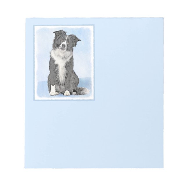 Bloc-note Peinture Collie Bordure - Joli art original chien (Devant)