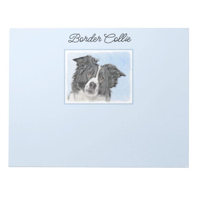 Bloc-note Peinture Collie Bordure - Joli art original chien (Devant)