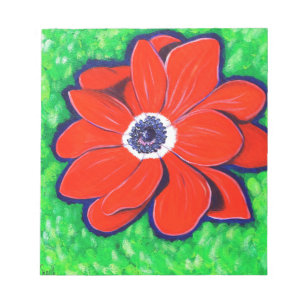 Bloc-note Peinture d'anémone rouge vif