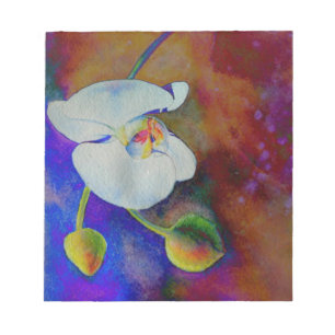 Bloc-note Peinture d'aquarelle d'orchidée hawaïenne blanche