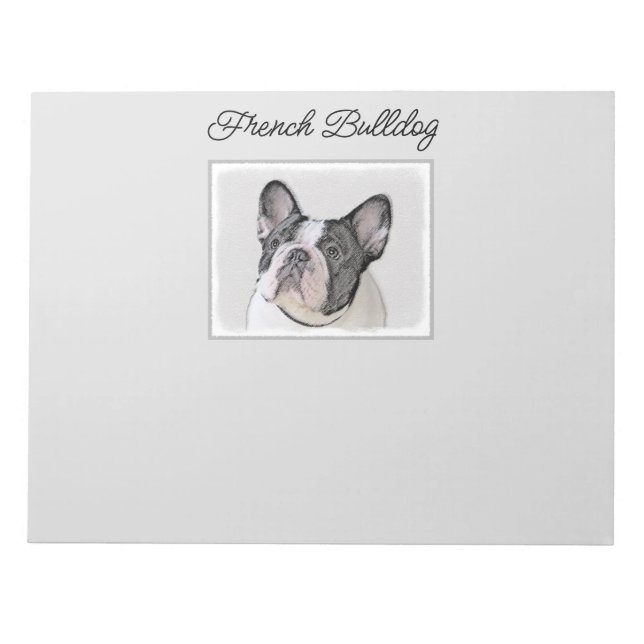 Bloc-note Peinture de Bouledogue Français (Bringé Pied) - Ar (Devant)